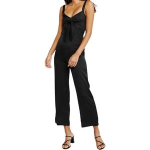 Abercrombie & Fitch Elegant Jumpsuit Satin Tie Front Dressy Women’s S Black